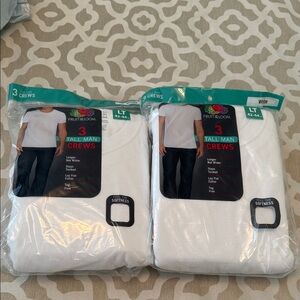 Fruit of the Loom White Men's Tall Crew T-Shirts - 6 Pack (Two 3-Packs) size LT